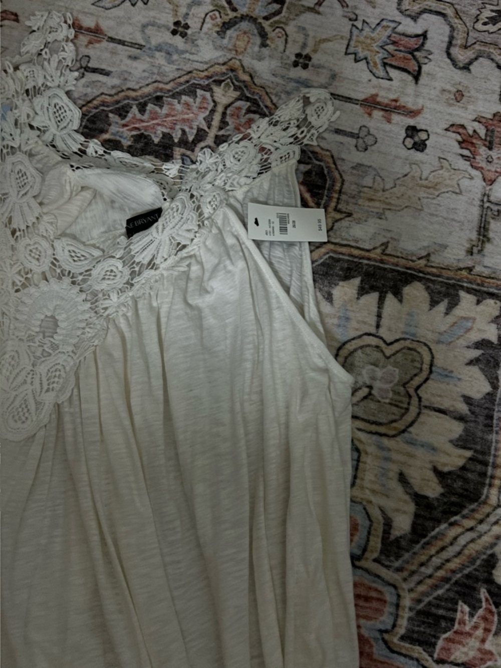 Lane Bryant Crochet Trim Sleeveless Tank Top - Cream